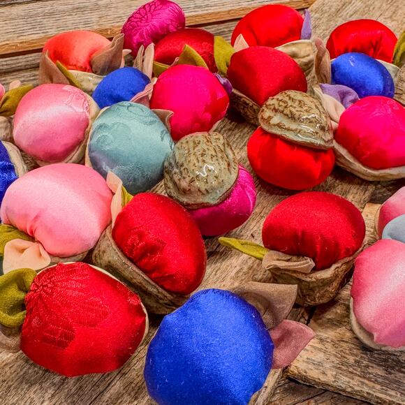 26 Vintage Handcrafted Ceramic and Fabric Faux Walnuts Decor-Bold/Bright Hues - Picture 10 of 10